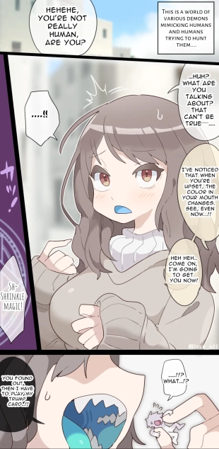 hentai A vore manga where you are shrunk by a girl with blue mucous membranes and then swallowed whole