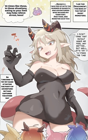 hentai The dragon girl swallows all the adventurers whole in a swollen belly samesize vore comic